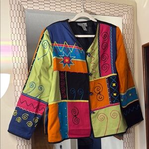 Indigo Moon Colorful Patchwork Blazers. L. Great with jeans, pants Over a dress